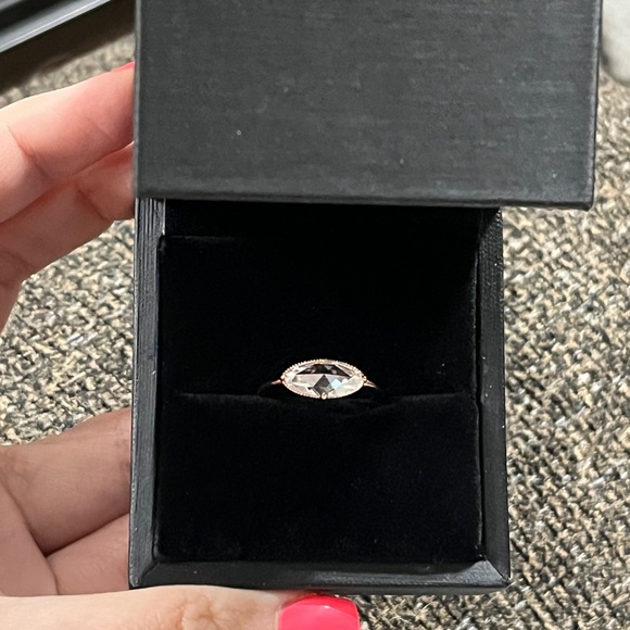 Rose Gold Plated Rose Cut Moissanite ring size 6 east to west style - Picture 15 of 16